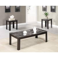 Coaster Furniture 700375 3-piece Faux-marble Top Occasional Table Set Black